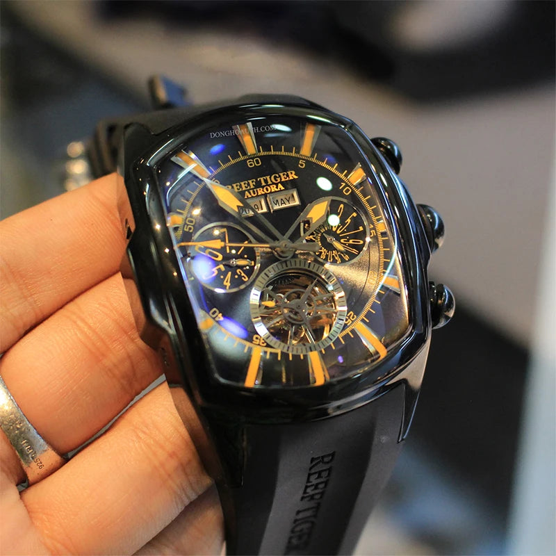 Reef Tiger Tourbillon Automatic Watch – Wine Barrel