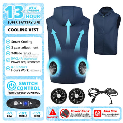 Wearable Cooling Fan Vest Air-Conditioned 13Hr