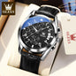 OLEVS Quartz Watch for Men Original Leather Strap Date