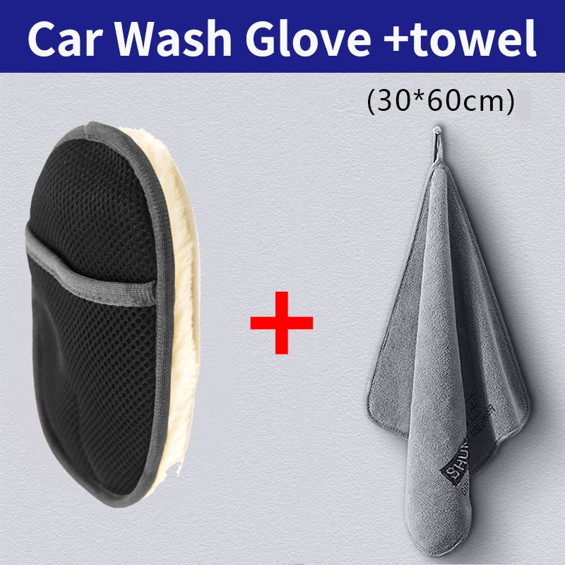 Wool Plush Car Wash Gloves - Soft Cleaning Brush