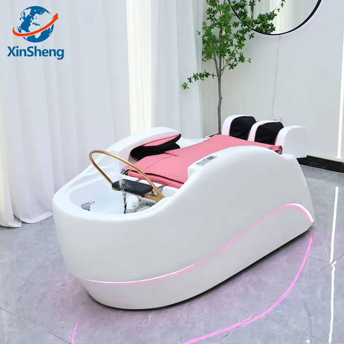 XinSheng Professional Electric Massage Bed Head SPA Salon Massage Table Hair Washing Fumigation Beds Barber Shop Smart Furniture