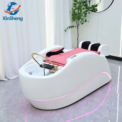 XinSheng Professional Electric Massage Bed Head SPA Salon Massage Table Hair Washing Fumigation Beds Barber Shop Smart Furniture
