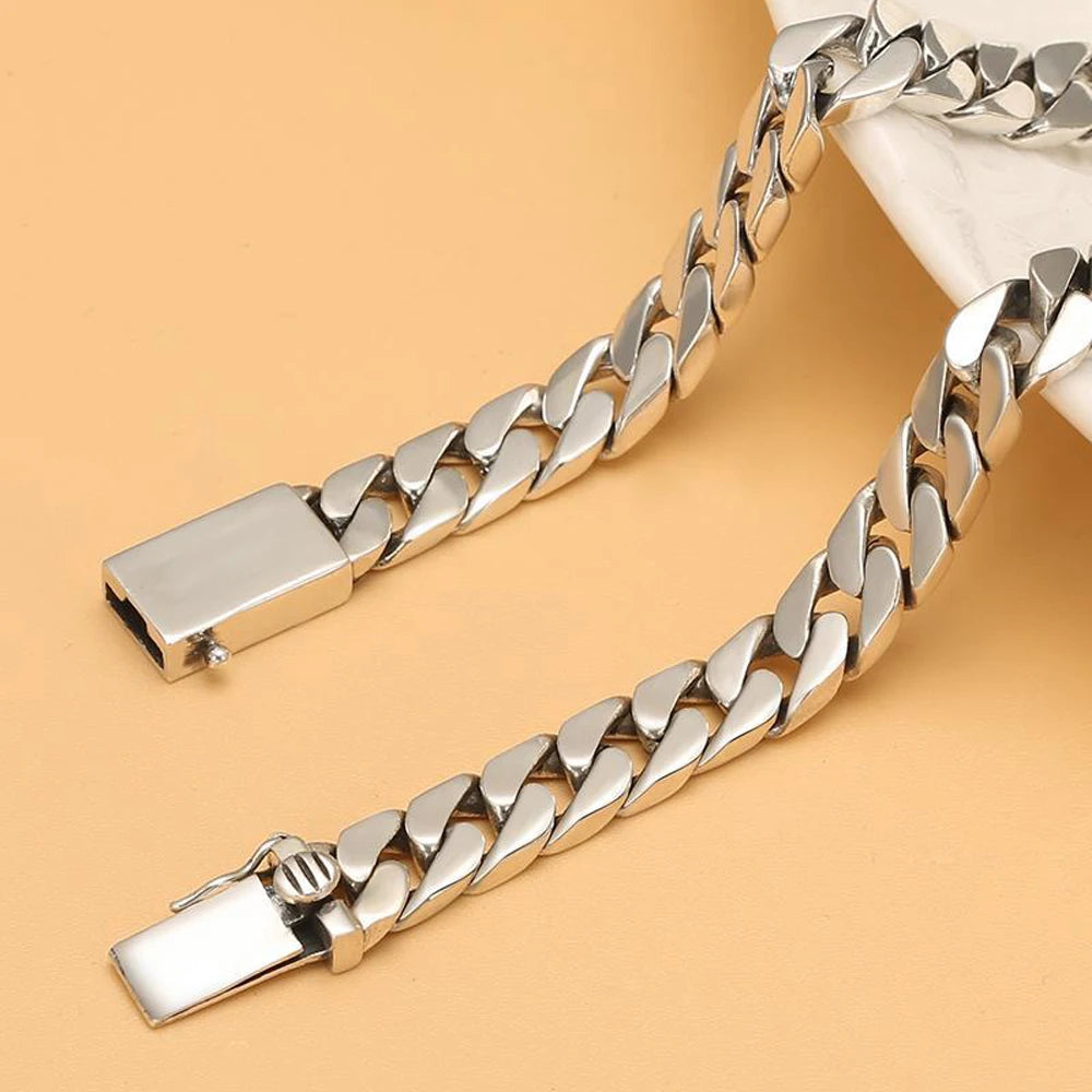 S925 Sterling Silver 10MM Wide Miami Fine Necklace Cuban Curb Chain
