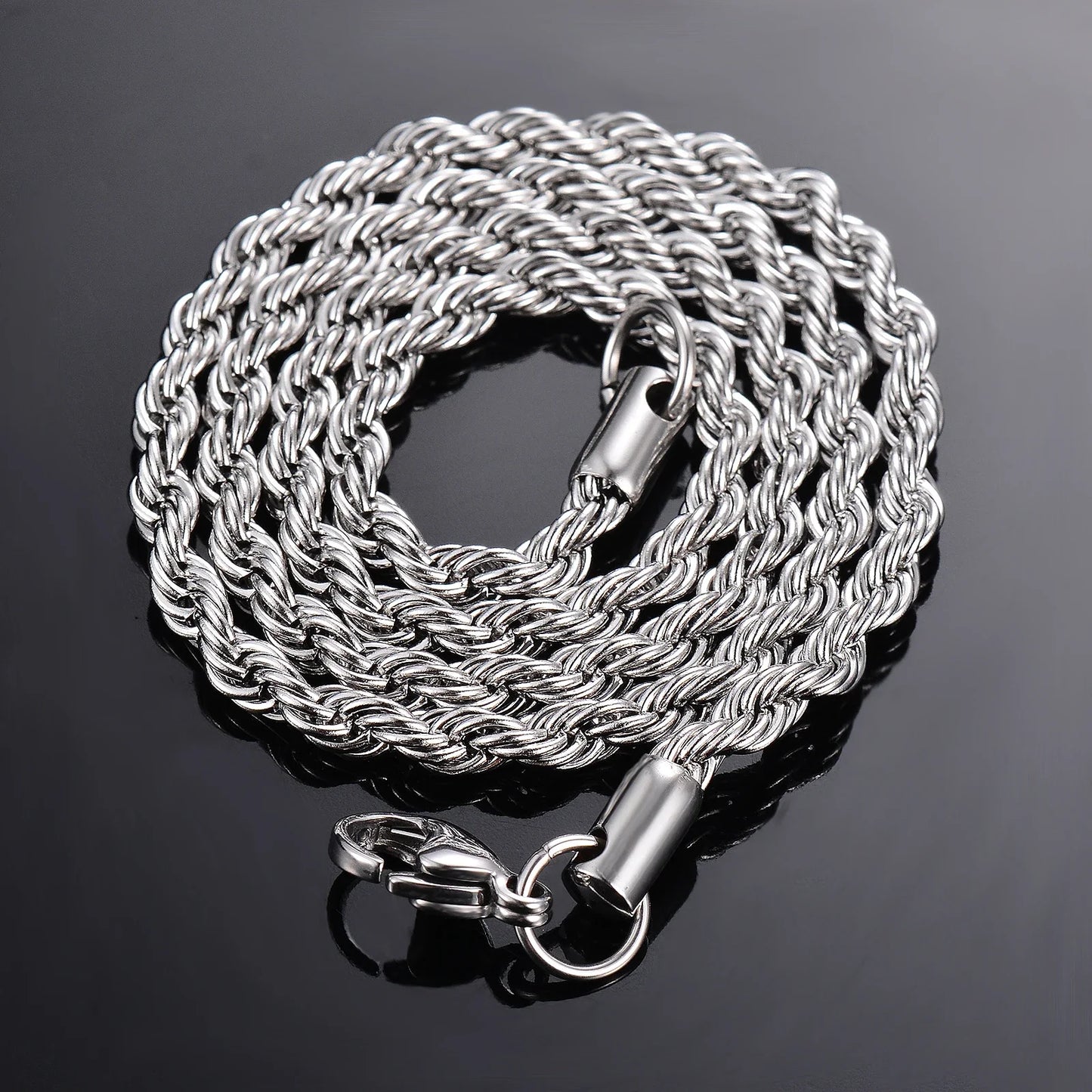 925 Sterling Silver Rope Chain Necklace Bracelet