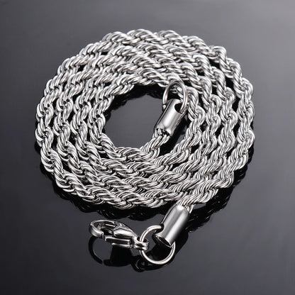 925 Sterling Silver Rope Chain Necklace Bracelet
