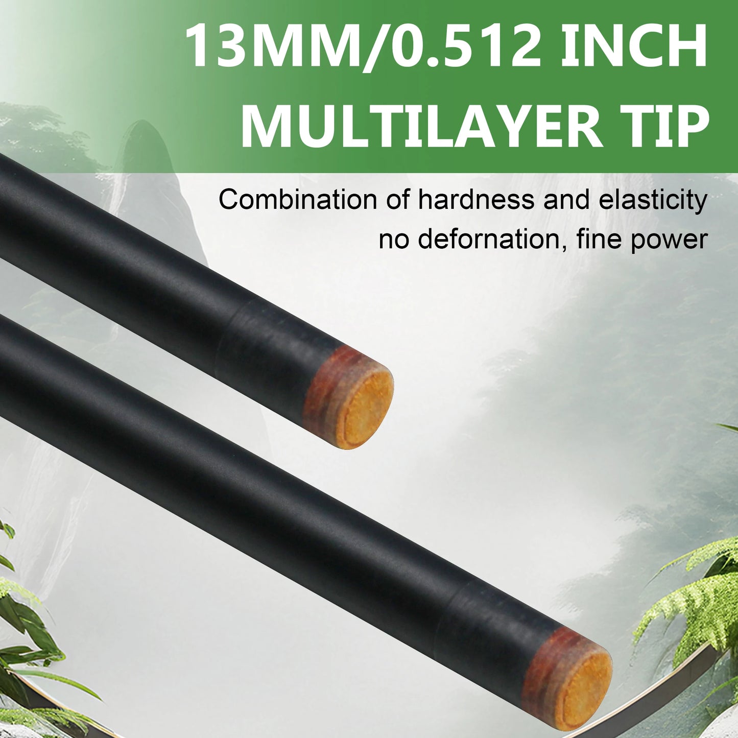 Premium 1/2 Fiberglass Billiard Cue Stick - 13mm Tip Unique Pattern Sweat-Resistant Grip Essential Pool Cue for Beginners
