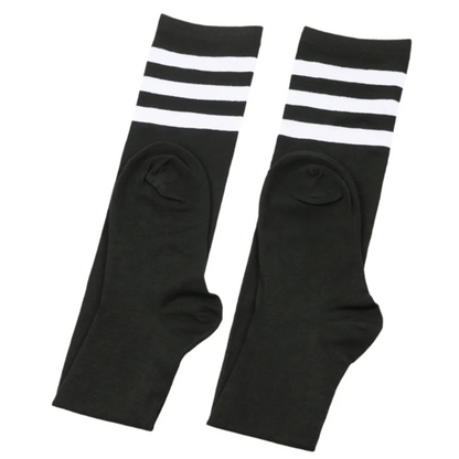 Plus Size Thigh High Socks Striped Knit Stockings