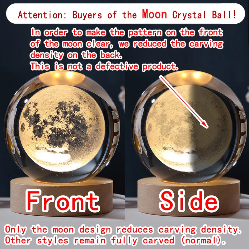 3D Crystal Ball Galaxy Night Light LED Lamp 5cm