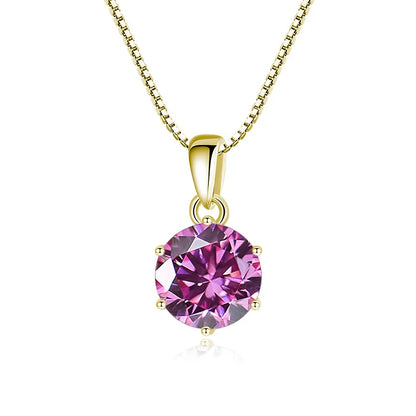 JoyceJelly 1 CT Real Moissanite Pendant Necklace For Women Royal Blue Color Moissanite 925 Sterling Silver Wedding Fine Jewelry
