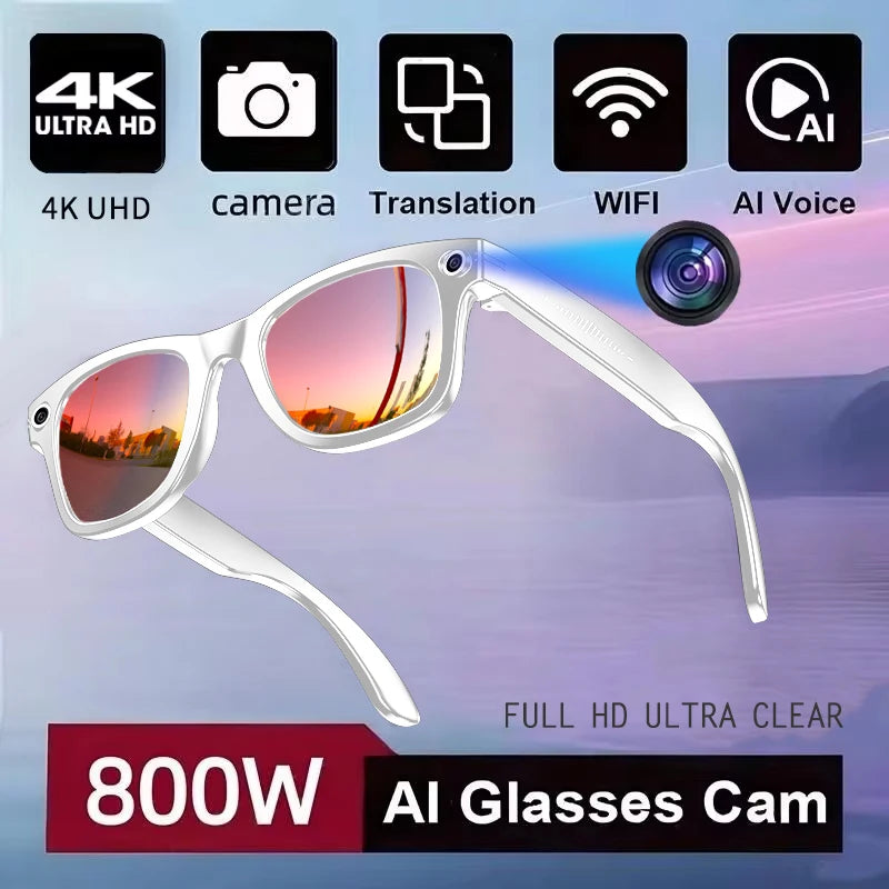 800W Camera AI Smart Translation Sunglasses – Waterproof, Color-Changing, Photo & Video