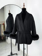 Tossy Fox Fur Wool Overcoat Women's Short Coat Office Lady Elegant Double-sided Woolen Coat 2025 New Cardigan Jackets Loose Wool