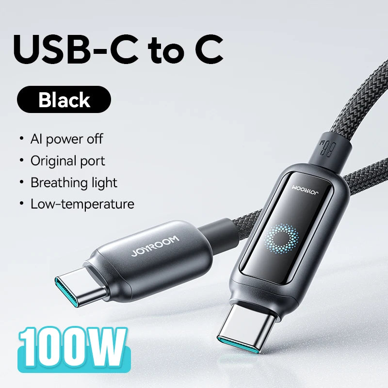 Joyroom 100W USB C Kabel Automatische Abschaltung Schnellladekabel Typ C für iPhone 16 15 Pro Max Xiaomi Samsung S-A55