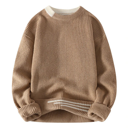 Pullovers Men Fashion Knitted Sweater Mens O-Neck Patchwork Casual Knitwear Slim Pullover Sweaters
