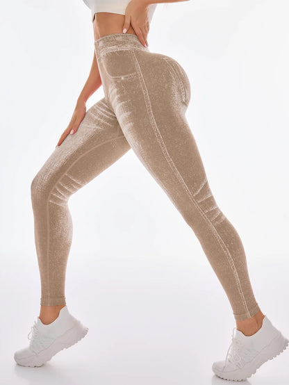 Teglex Faux Jeans Yoga Leggings | Seamless Skinny
