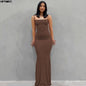 Women's Satin Backless Bodycon Maxi Slip Dress