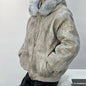 Y2K Cotton jacket with fur collar eagle embroidered and tie-dyeed winter men's design outdoor jacket thick and comfortable