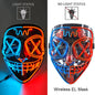 Drahtlose Neon-LED-Reinigungsmaske, im Dunkeln leuchtende Cosplay-Horrormaske, Halloween-Maskerade-Partymasken, leuchtende, lustige Verkleidung