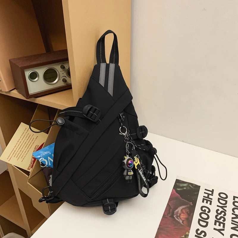 Trendige multifunktionale doppelte Schulter-Rucksack Sportbogen-Fahrrad-Herren-Umhängetasche Funktionelle Arbeitskleidung Brusttasche