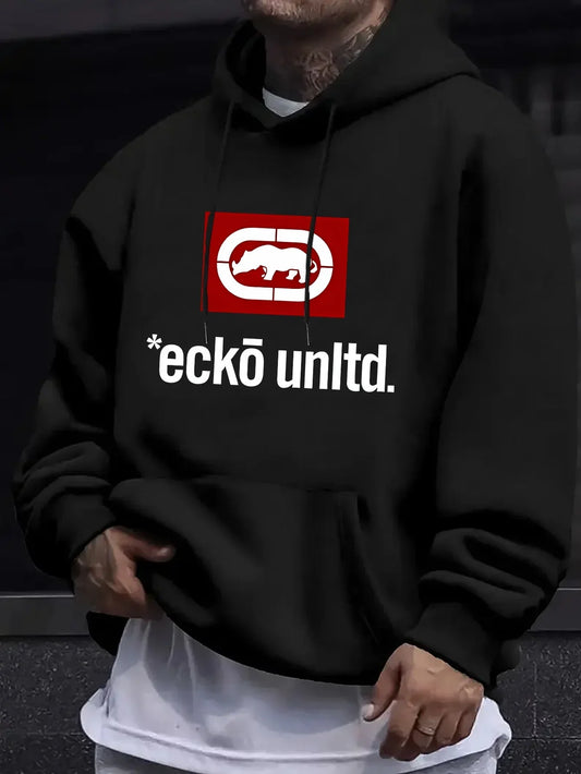 Men's Hoodie with Graphic "Ecko Unlimited" - Casual Sweater  Long Sleeves  Regular Fit Autumn/Winter Casual Hoodie - Teglex -