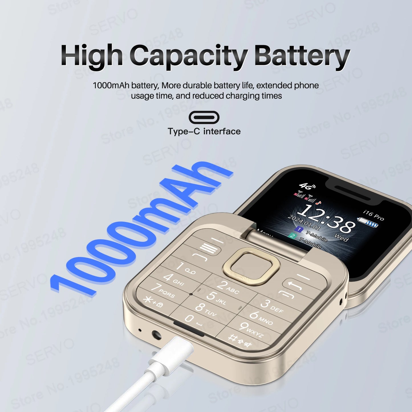 Mini Flip Phone 4G LTE – SERVO i16 Pro Dual SIM