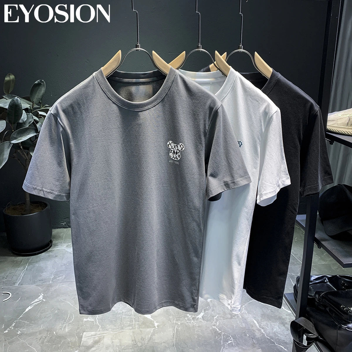 Polo-Shirts High Street Bären-Print Freizeit Kurzarm Umlegekragen Ropa Hombre Camisetas