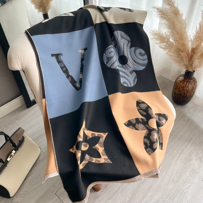 Laest Design Elegant Pashmina Shawl Imitation Cashmere Jacquard Pattern Scarves Winter Collocation Thickened Warm Scarf Shawl
