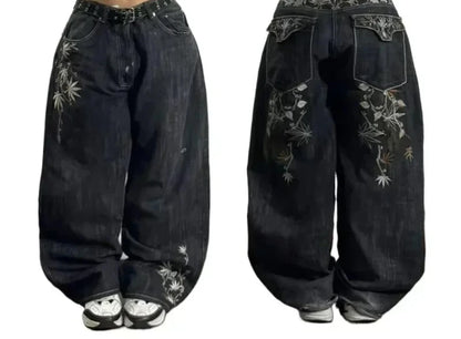 American Fashion Hip Hop Joker Oversized Jeans Women Street Y2K New Clearance Spot Hot Mopping Wide-leg Pants Unisex Loose Jeans