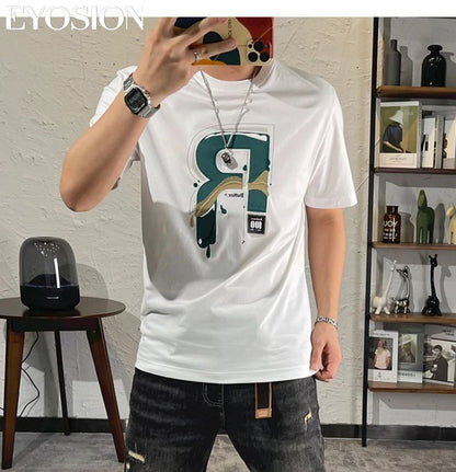 Men's Vintage Letter Print Cotton T-Shirt Up To 5XL