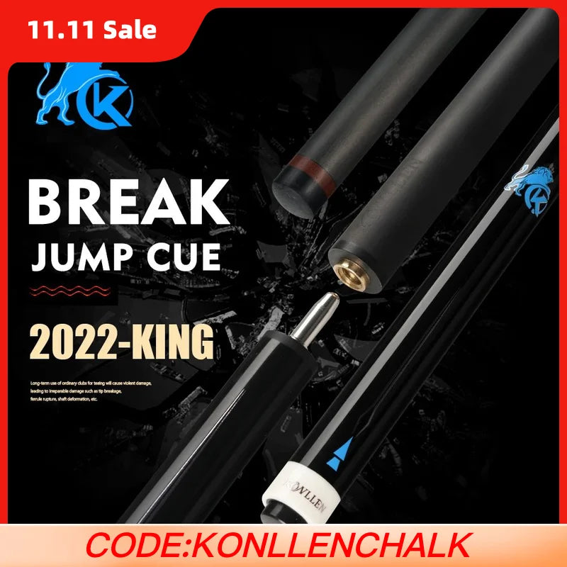 KONLLEN Cue 3 Pieces Punch Jump Cue Carbon Fiber Black Technology 12.9mm Uniloc Joint Professional Break Jump Cue Break Stick