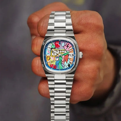 Quadratische Retro-Uhr für Herren – Luxuriöse wasserdichte Quarzuhr aus Edelstahl, minimalistische Anzuguhr als Geschenk