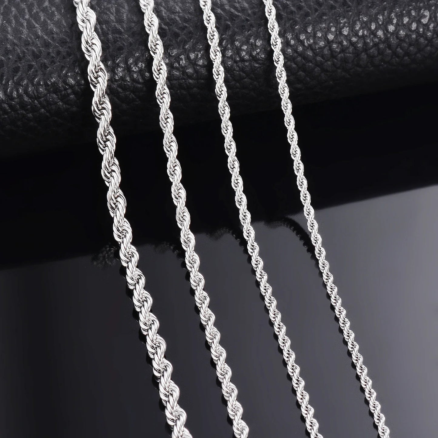 925 Sterling Silver Rope Chain Necklace Bracelet