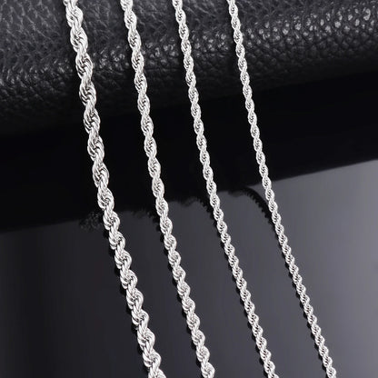 925 Sterling Silver Rope Chain Necklace Bracelet