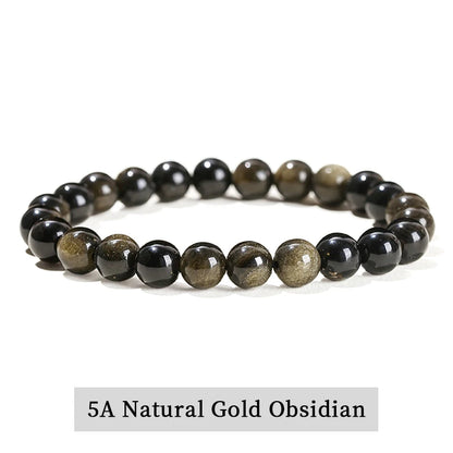 JD Natural Stone Beads Bracelet Amethyst Tiger Eye Crystal Quartz Agate Gem Beads Bangles Women Men Reiki Healling Jewelry Gift