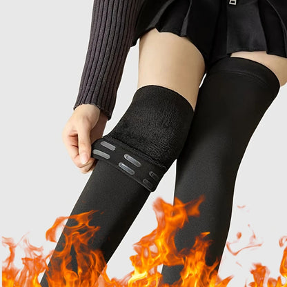 Women's Plus JK Style Thigh High Stockings Plus Size Non-slip Silicone Warm Plush Lined Over The Knee Socks For Fall & Winter