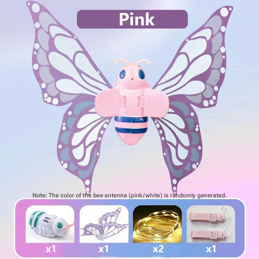 Elektrische Schmetterlingsflügel, bewegliche Elfenflügel mit Licht, Feenflügel für Kindergeburtstag, Weihnachten, Cosplay, Anzieh-Engelsflügel für Mädchen, Spielzeug