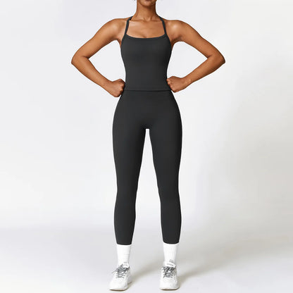 2PCS Yoga Set Women Gym Clothing Fitness Workout Set Sportswear Female Long Sleeve Crop Top High Waist Leggings Sports Suits
