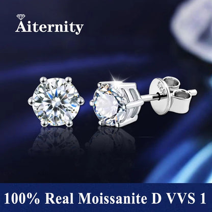 Promotion Moissanite Earrings for Women Pass Diamond Test Pen 100%  With Certificate Ear Studs 925 Sterling Silver Fine Jewelry