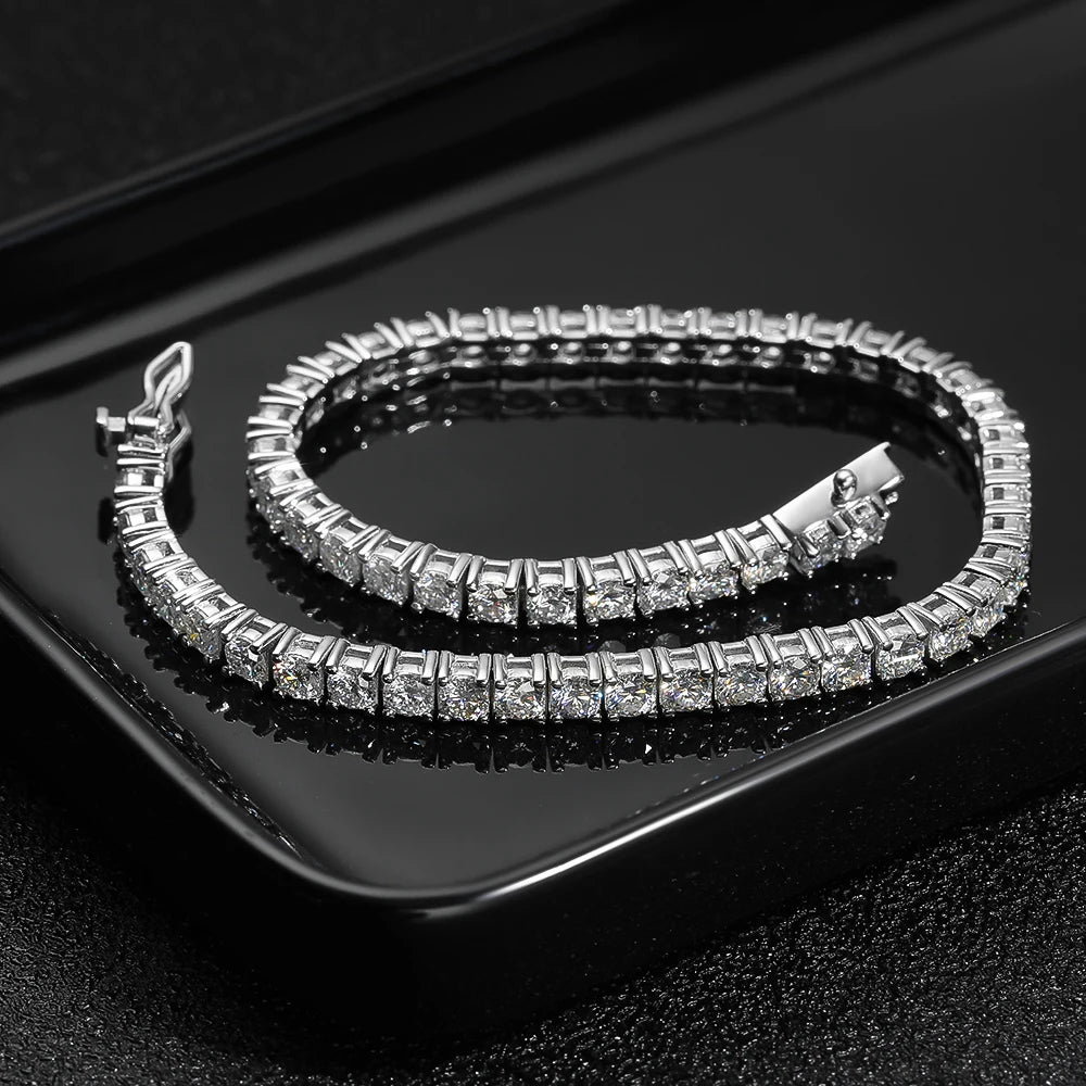 S925 Sterlingsilber Hochwertiges Modisches D-Farbe VVS1 Voll-Moissanite Tennisarmband für Frauen Hochzeitsverlobungsschmuck