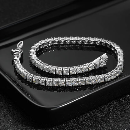 S925 Sterlingsilber Hochwertiges Modisches D-Farbe VVS1 Voll-Moissanite Tennisarmband für Frauen Hochzeitsverlobungsschmuck