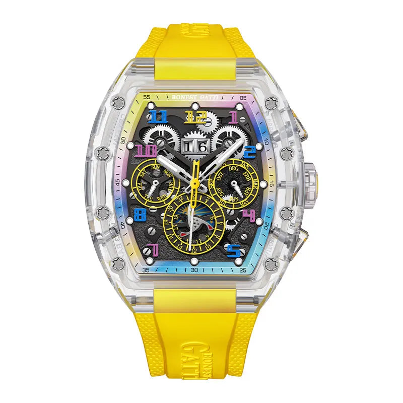 Bonest Gatti Tonneau Automatic Watch Crystal Case Men