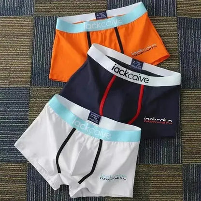 3Pcs Men's Cotton Boxer Briefs Breathable Printed M-3XL