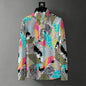 Men's Abstract Color-Block Stripe Print Shirt