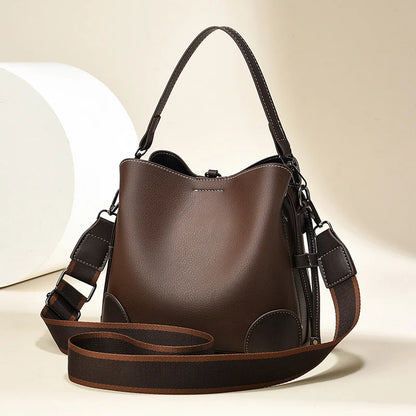 TRAVEASY Women's Vintage Bucket Bag 2025 New Large Capacity Crossbody Shoulder Bag Fashion Stylish Spacious Handbag for Women
