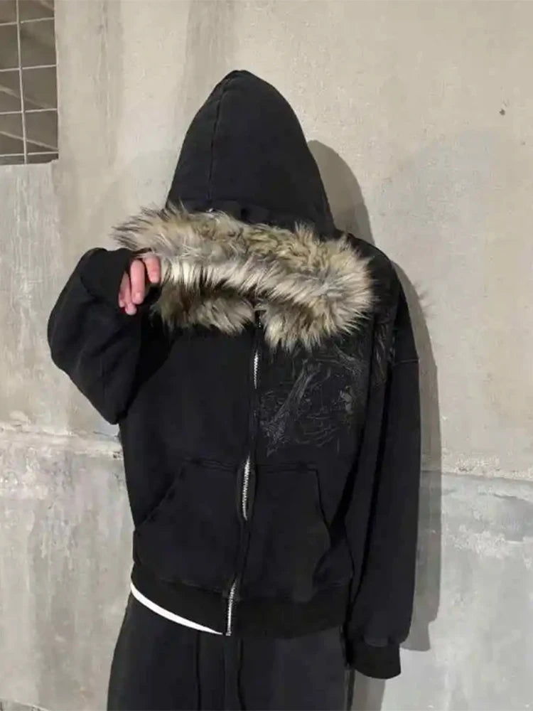 Autumn and winter unisex zipper thick sweatshirt jacket with hat simple daily versatile and not monotonous