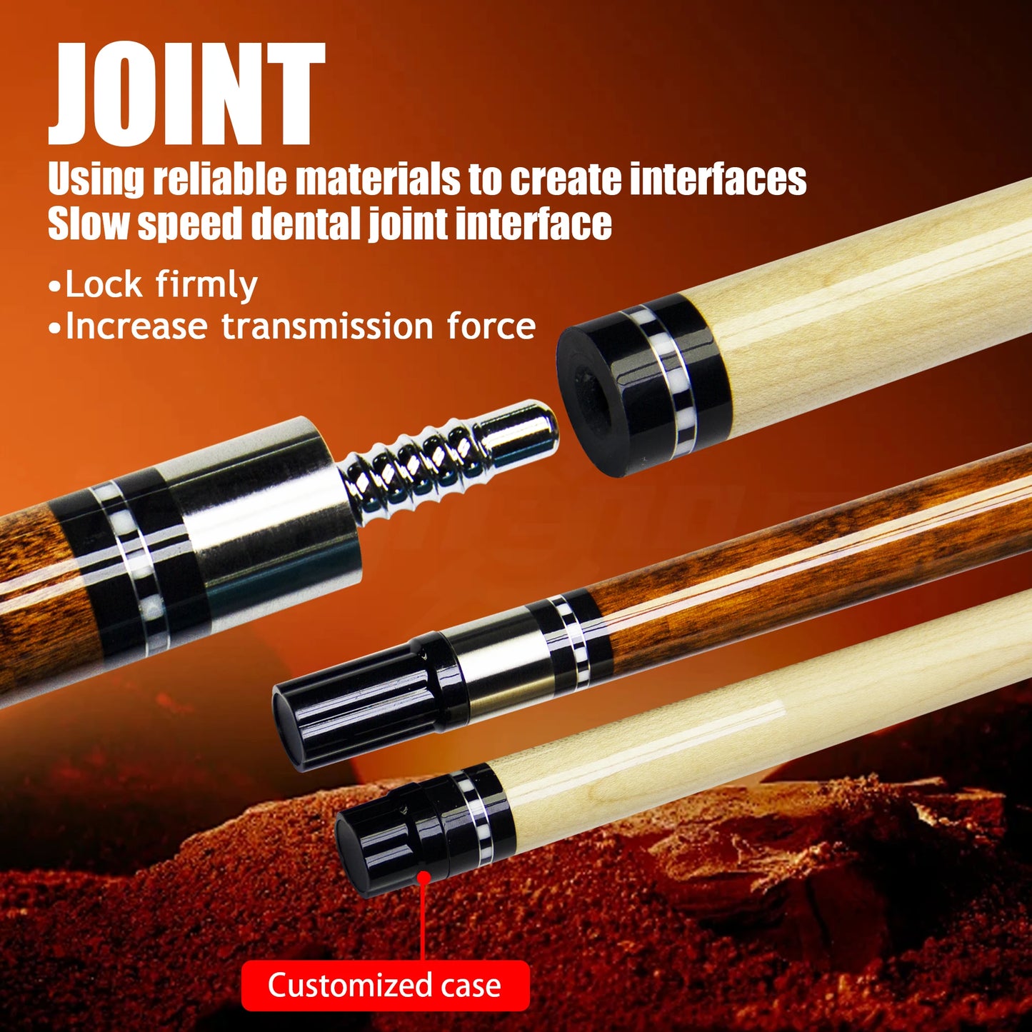 58.52in 3D Grip Hard Maple Brown Billiards Pool Cue Professional Anti Sweat and Anti Slip for Nine Balls Carom Competition Games