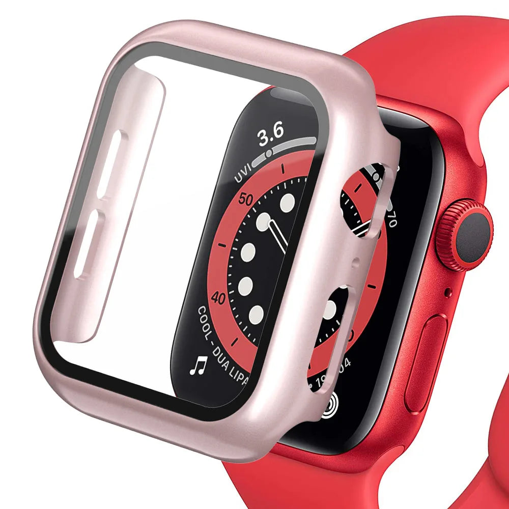 Displayschutzfolie aus gehärtetem Glas+Abdeckung für Apple Watch Zubehör 45mm 41mm 44mm 40mm 42mm Displayschutzfolie Apple Watch Hülle Serie 9 4 5 6 SE 7 8