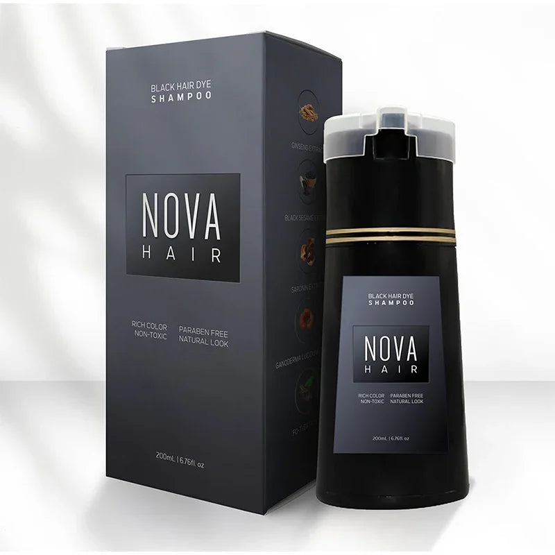 Nova Haarfärbemittel 3-in-1 Haarpflege Shampoo Natürliches Schnellweißhaar Gefärbtes Schwarzes Haarfärbemittel Dauerhafter Komfort Männer Frauen Haarpflege