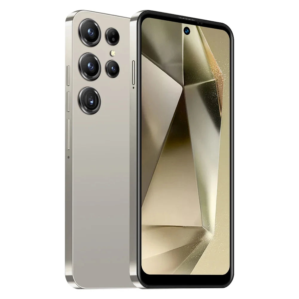 Smartphone showing front and back on a white background