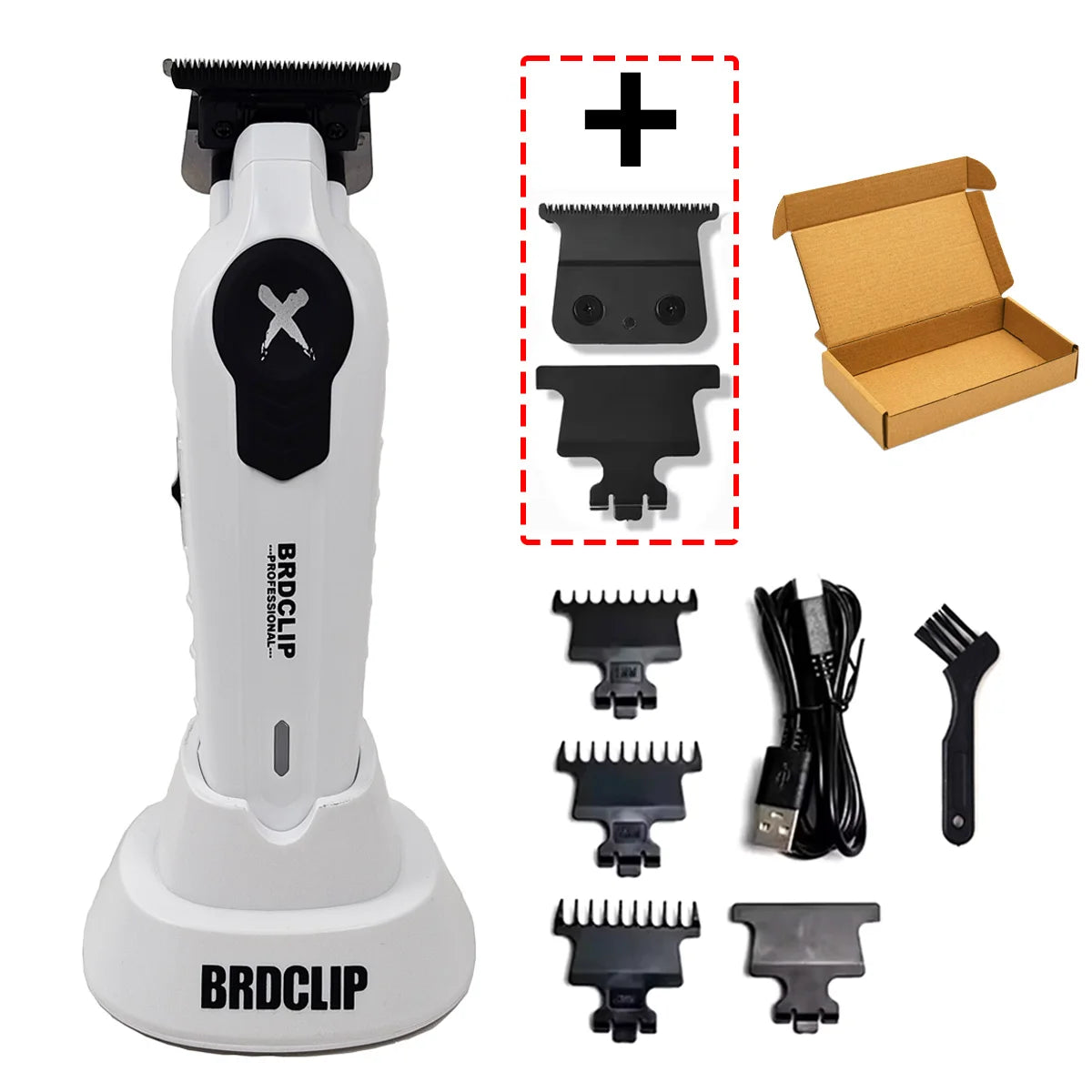 BRDCLIP X Serie Weiß FA1T 7700RPM Professioneller Elektrischer Haartrimmer Haarschneider Für Herren Carving DLC Klinge Friseurwerkzeug