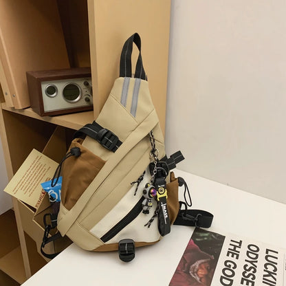 Trendige multifunktionale doppelte Schulter-Rucksack Sportbogen-Fahrrad-Herren-Umhängetasche Funktionelle Arbeitskleidung Brusttasche